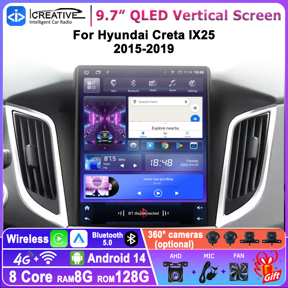 Tesla Style Screen Car Radio - مشغل وسائط متعددة للسيارة بنظام أندرويد
