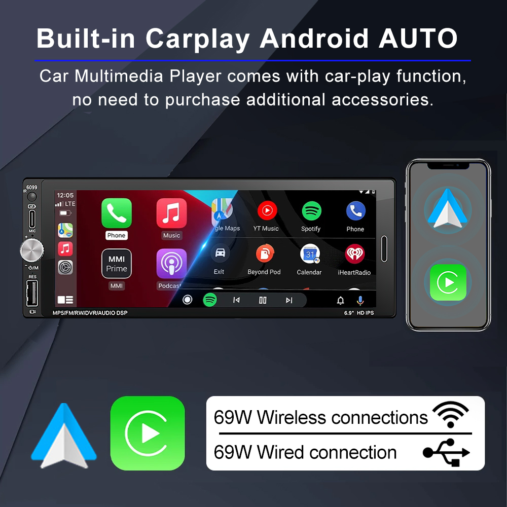 XIMA 6.9 بوصة راديو السيارة ال - مراجعة Car Dvd Player Bluetooth Steering Wheel وسعره
